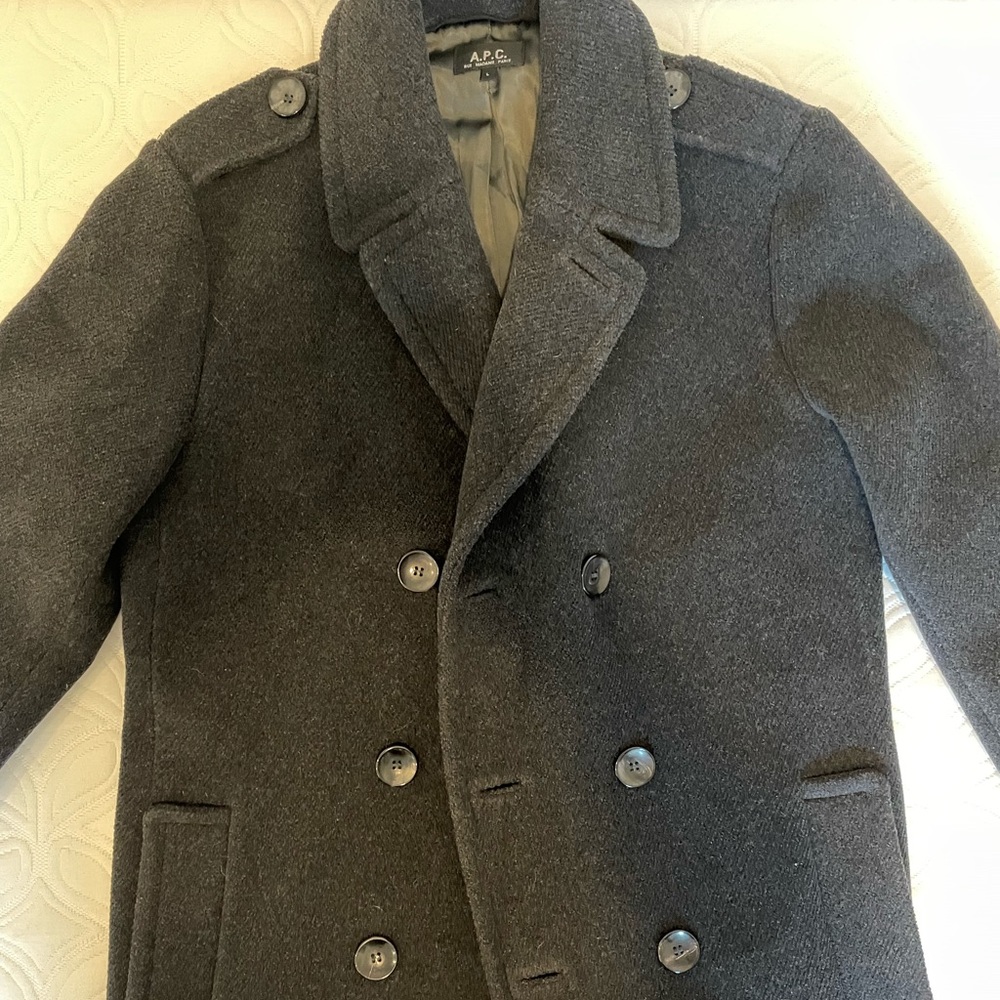 A.P.C. Peacoat - Mens Large, Dark Gray, like new